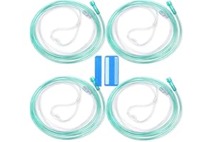 NITTIID 7 Foot Green Nasal Cannulas for Oxygen, Standard Kink Resistant Cannula Nasal Tubing for 0xygen - 4 Pack Oxygen Cannula with 1 Pair Ear Cusions