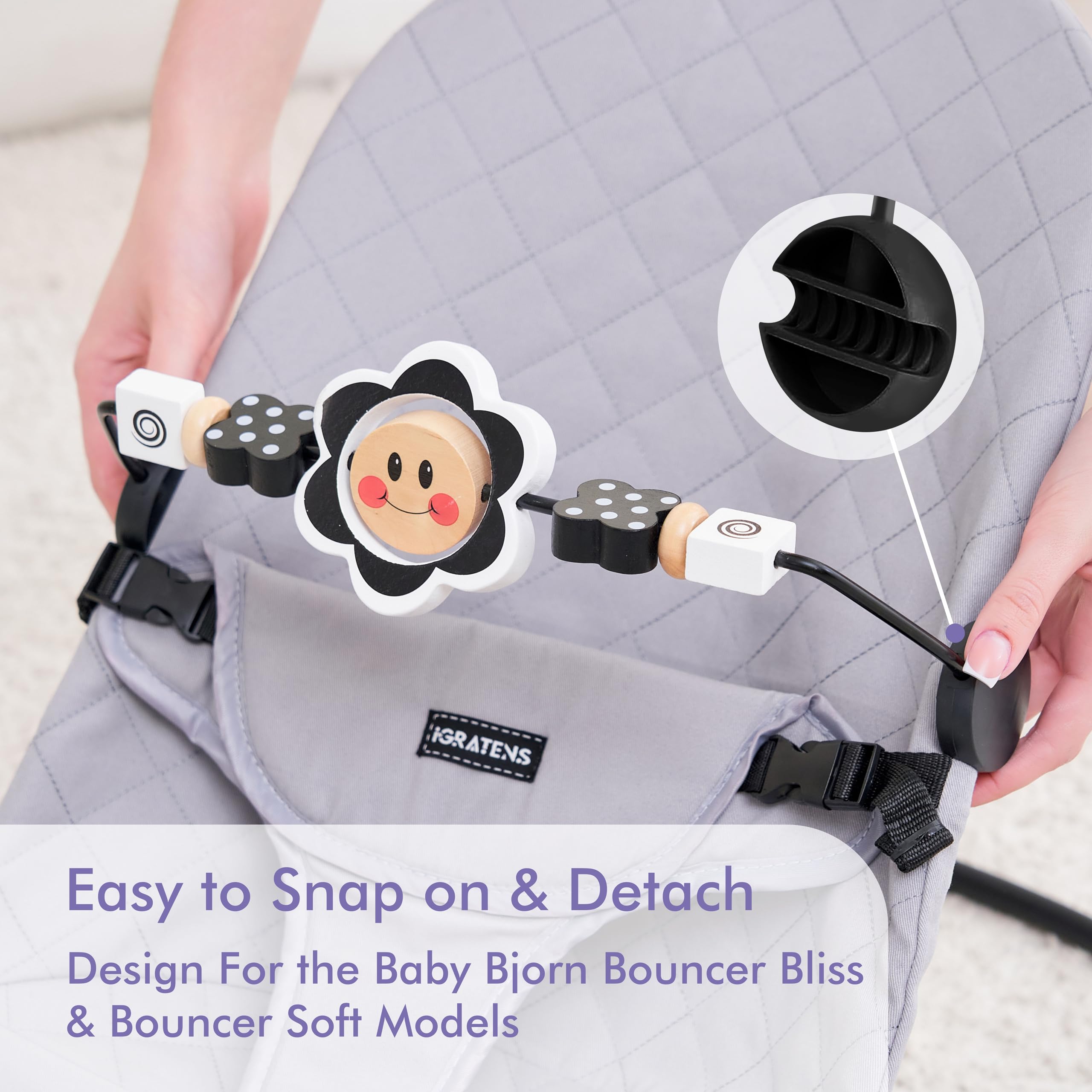 Baby Bjorn Bouncer Toy Bar, Toy Bar for Bouncer Balance Soft & Bliss, Easy to Attach and Remove, Child-Friendly Materials, Ideal for Baby, Black and White Toys