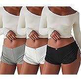 FaroDor 3-Pack Cute Micro Pajamas Shorts for Women Low Rise Side Slit Sleepwear Short Ruched Lounge Shorts Pj Bottoms Small