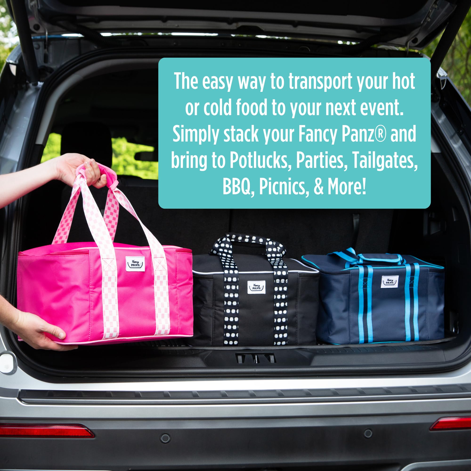 Fancy Panz - Black Insulated Casserole Carrier Bag - Insulated Thermal Bags for Hot & Cold Food Holds 2 Standard Size Fancy Panz - 2 Pockets - Food Container - Hosting Essentials