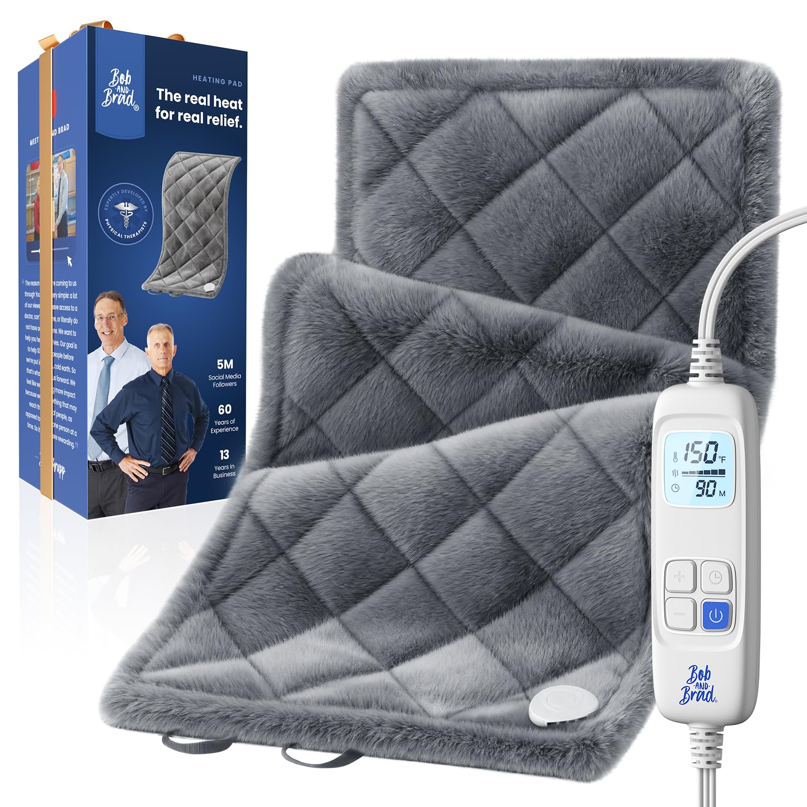 Photo 1 of BOB AND BRAD Far Infrared Weighted Heating Pad for Back Pain Relief, FSA-HSA Eligible, 12"x24" Electric Heat Pad With Auto Off, 6 Heat & Hands-Free Strap, Moist Heat Therapy for Neck, Shoulder, Cramps