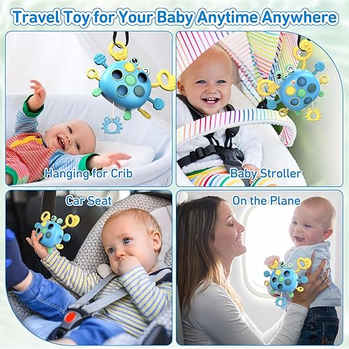 Toddler Travel Sensory Toys for Babies 18 Months, Silicone Pull