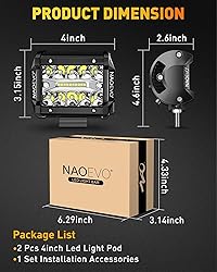 NAOEVO 4 inch LED Pod Lights, 120W 12,000LM LED