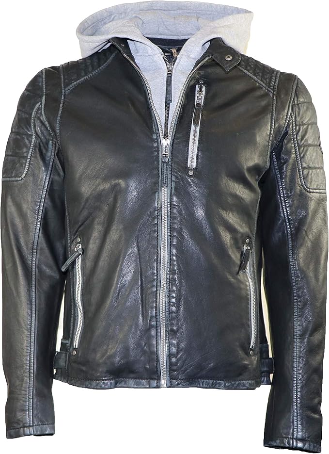 Mauritius Men's Hooded Leather Jacket Amazon.ca Clothing & Accessories