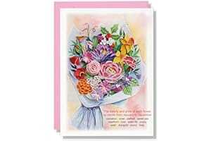 TUMYBee Colorful Bouquet Quilling Floral Card, Anniversary, Thank You, Birthday, 5 x 7 inch