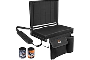 APEXUP Stadium Seats with Back Support, Portable Bleacher Seat with Large Pocket and Cup Holder, Wide Stadium Chair for Sports Events and Concerts