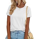 YUCOLEN T Shirts for Women Short Sleeve Crewneck Cotton Tops Summer UPF 50+ Casual Breathable Basic Tee Tshirt