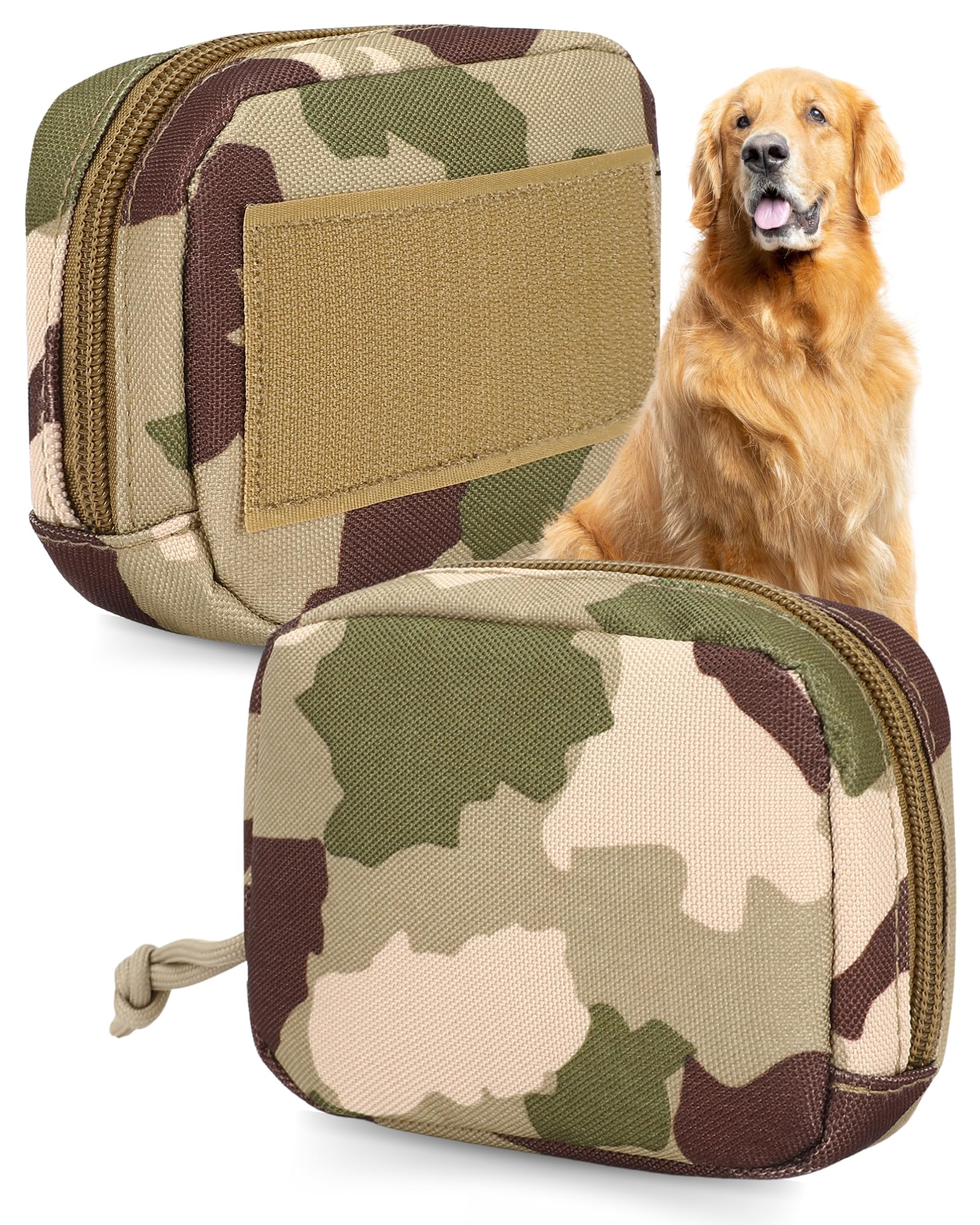 Photo 1 of 2 Pack Molle Pouches for Dog Harness - Pouch Set for Dog Backpack - Dog Saddle Bag Tactical Dog Gear - Tactical Dog Harness Bag for Carrying Treats, Poop Bags, Keys & More (Tan Camo)