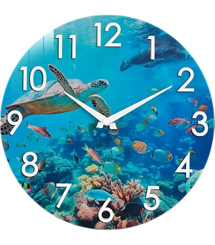 JoFomp Beach Theme Outdoor Wall Clock - 12 Inch Waterproof With Glass, Battery Operated For Patio & Garden