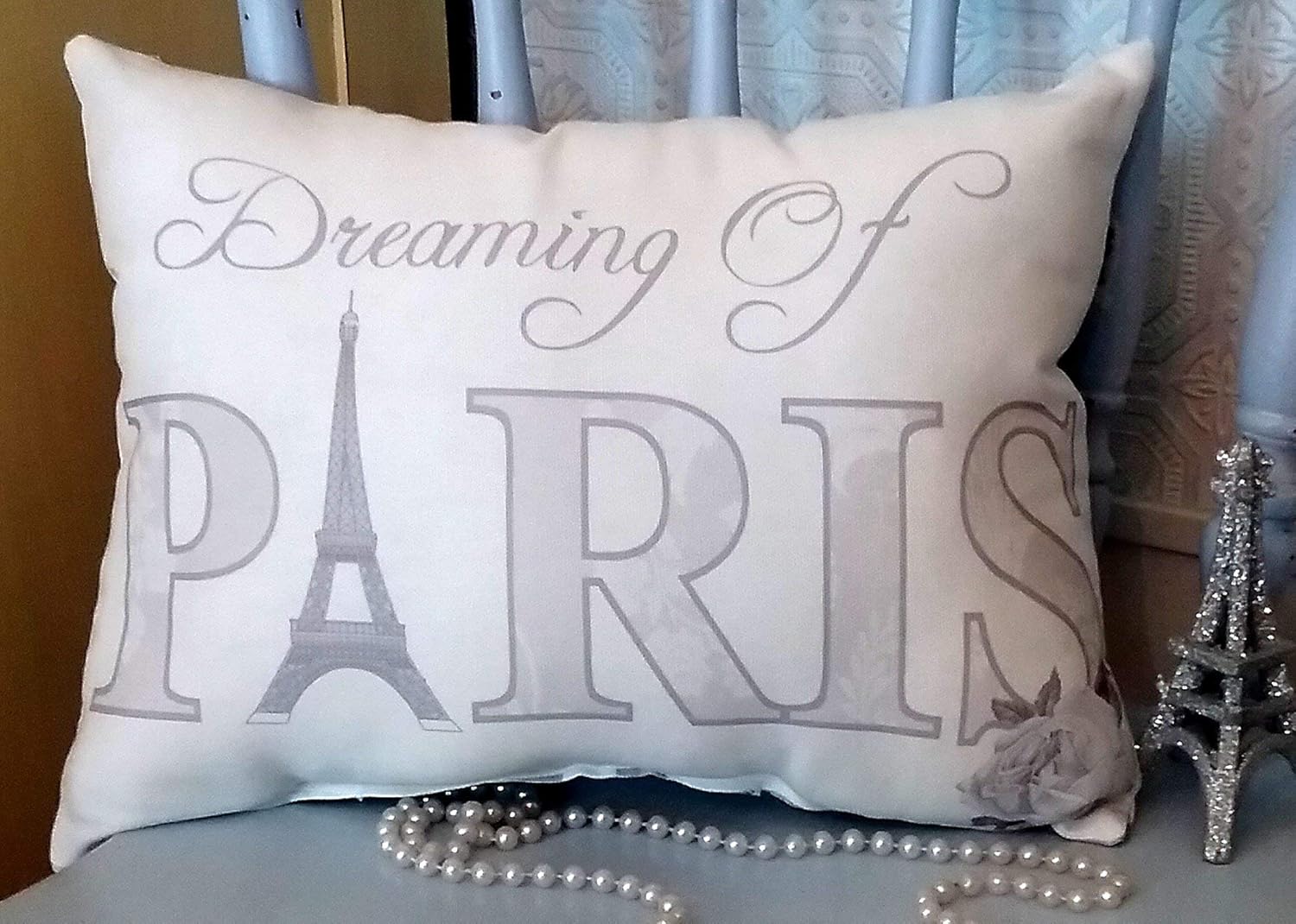 Amazon Com Gray Dreaming Of Paris Eiffel Tower Throw Pillow