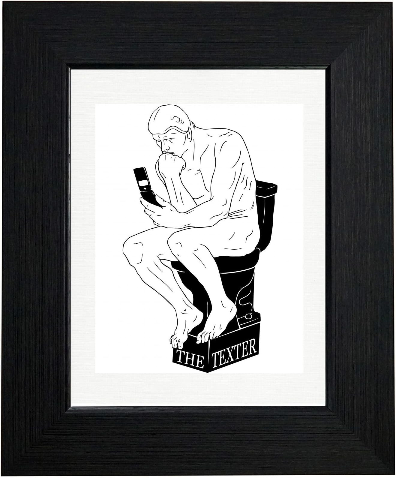 Royal Prints Humorous Texter Toilet Paradoy of Famous Thinker Statue Framed Print Poster Wall or Desk Mount Options