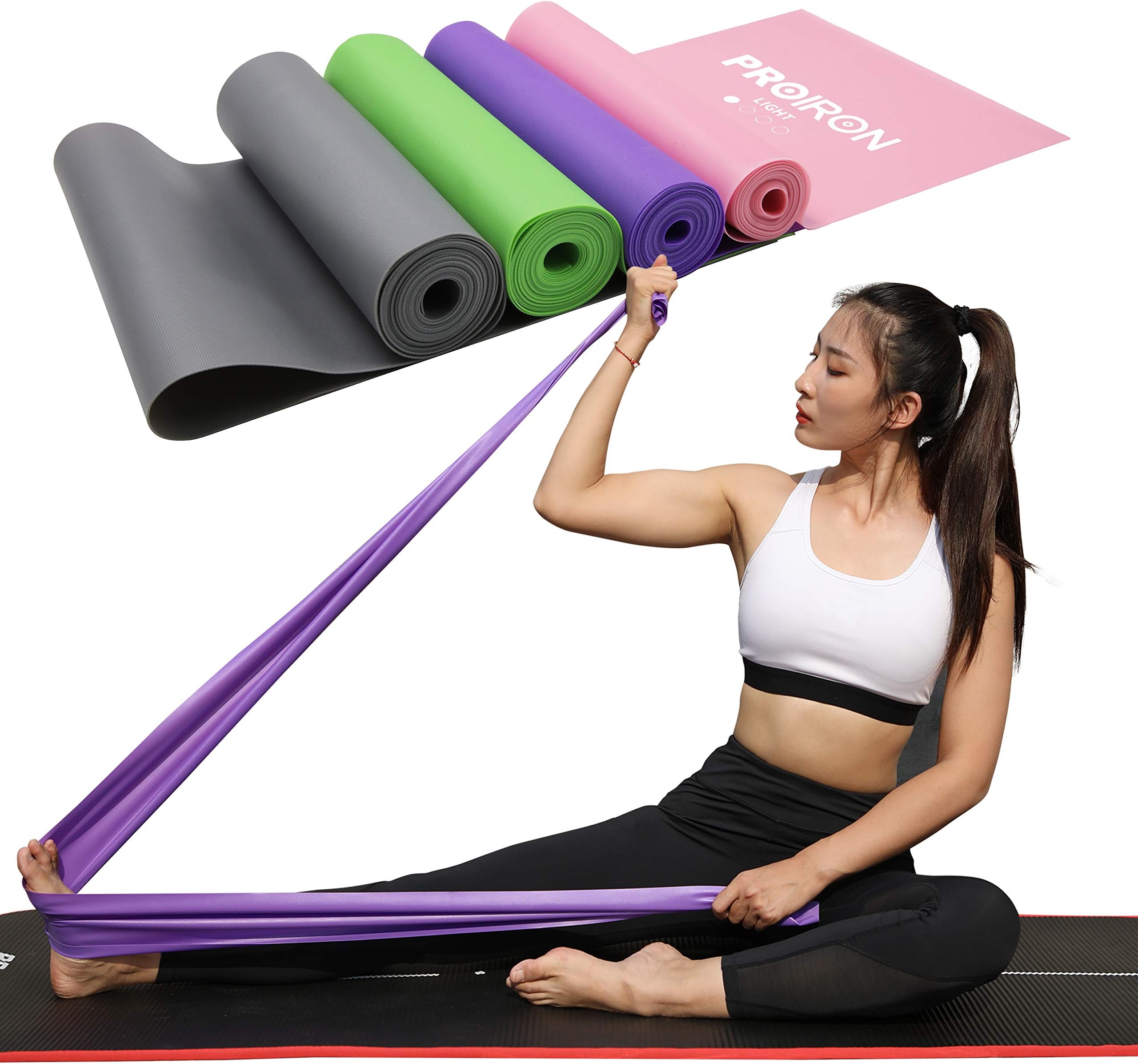 PROIRON. Resistance Band Set Stretch Bands Exercise Bands for Yoga Ballet Pilates Workout Exercise