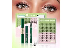 KEYYOU Fairy Lash Clusters Kit, Manga Eyelash Extension Kit at Home, 144pcs D Curl Wispy Natural Invisible Band Lash with Waterproof Lash Extensions Kit (Fairy-D-8-18MIX)