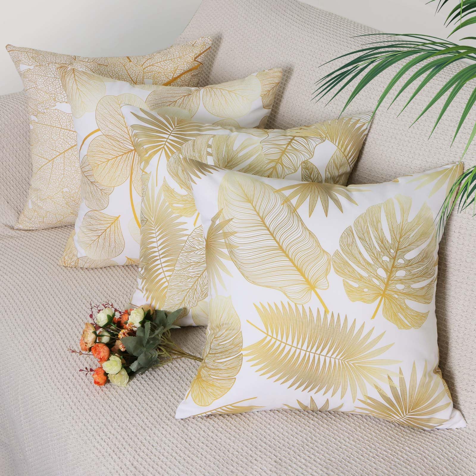 Betadistor Autumn Cushion Covers 4 Pack Fall Pillow Cover, 18×18 Inch Yellow Maple Leaf Throw Pillow Covers Pillow Cushion Case for Fall Indoor Sofa Home Decorative, Yellow, 503-0056