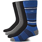 Calvin Klein Mens Crew Socks - 4 Pack Soft Cotton Blend Cushioned Crew Dress Socks for Men, for Formal, Casual and Work Wear