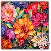Camocin Paint by Numbers Kit for Adults Beginner, Flowers Acrylic Adult Paint by Number Kits on Canvas, Flowers Watercolor Oil Number Painting for Adults, Perfect for Home Decor Gift 16