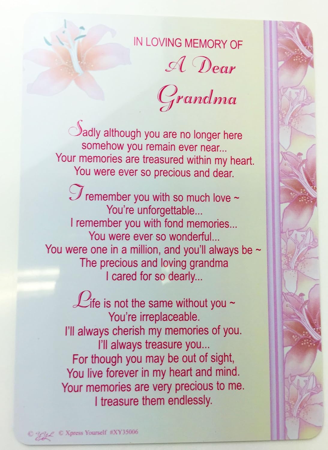 Of A Dear Grandma Grave Graveside Memorial Card In Loving Memory Stationery Office Supplies Sympathy Thepodsatstreamvale Com