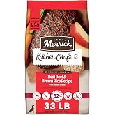 Merrick Kitchen Comforts Adult Dry Dog Food, Beef and Brown Rice, 33 lb Bag | Premium Adult Dry Dog Food with Real Deboned Beef and Brown Rice: composed of 92 percent protein, fat, and healthy grains