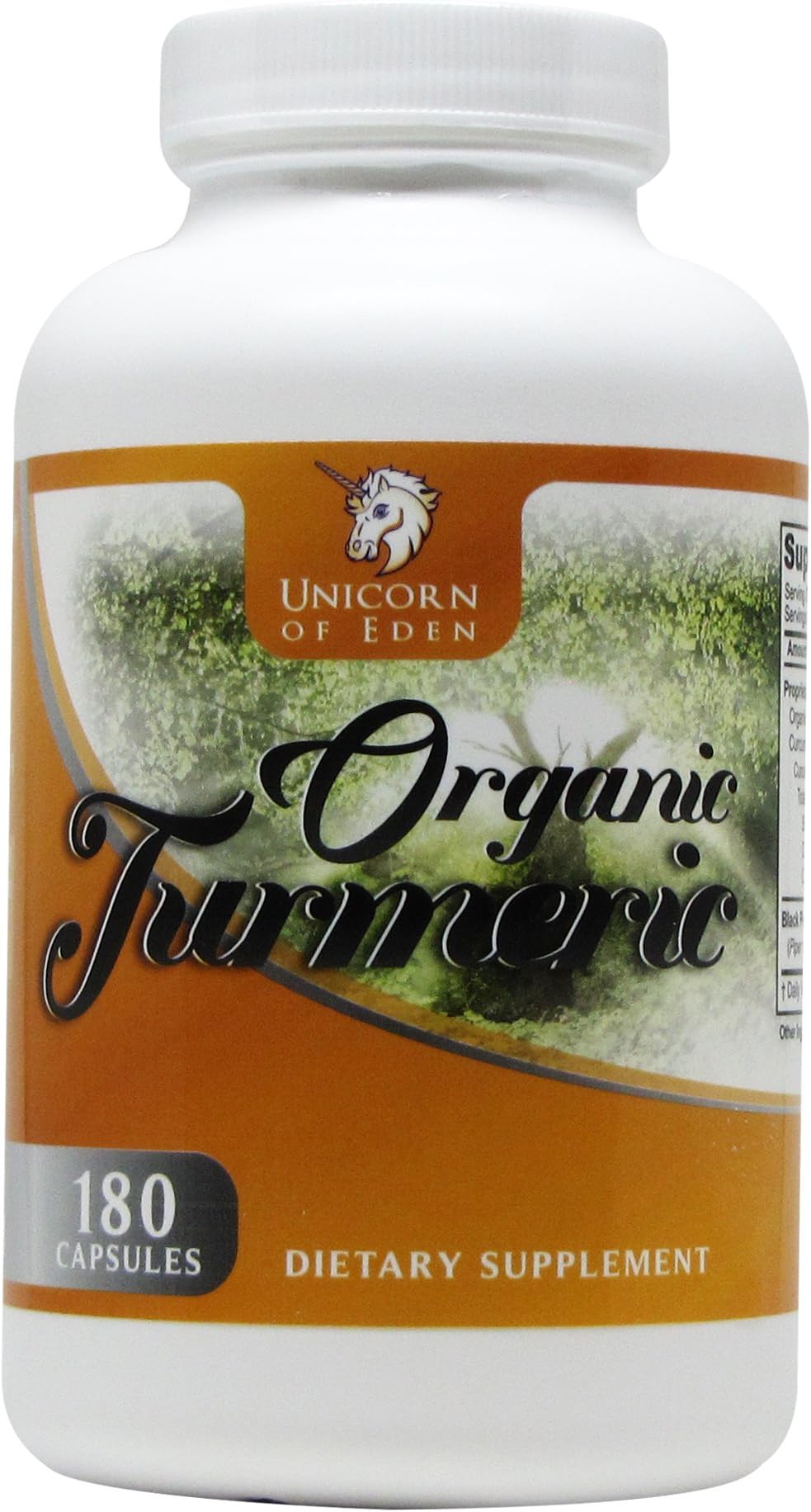 Unicorn of Eden - Organic Turmeric (Curcumin) with Bioperine®, Increases Bioavailability - 180 Vegetarian Capsule and Non GMO