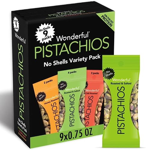 Wonderful Pistachios sin cáscara, paquete surtido, 9 unidades de 0.75 — Frutas y verduras
