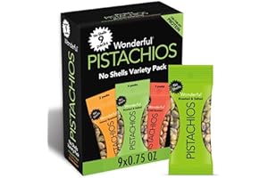 Wonderful Pistachios No Shells, 3 Flavors Mixed Variety Pack of 9 (0.75 Ounce), Roasted & Salted Nuts (4), Chili (3), Honey (2), Protein Snacks, Gluten Free, Healthy Snacks Variety Pack for Adults, Stocking Stuffers