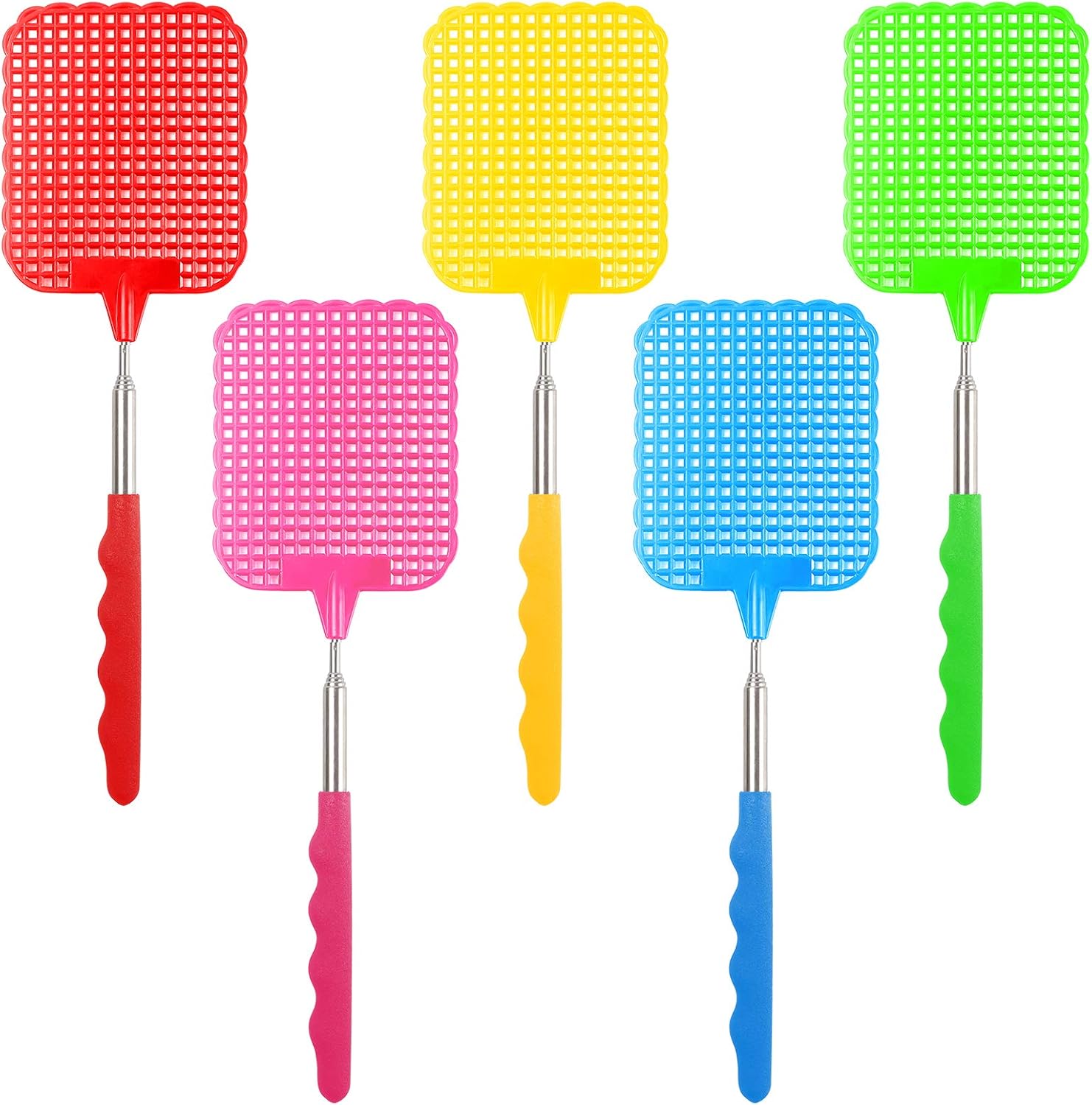 STUHAD 5 Pack Retractable Fly Swatters, with Extended Handles, Durable Retractable Handles, Fly Swatter Heavy Duty Set, for Home, Classroom and Office, 5 Colors: Garden & Outdoor