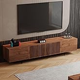 gaoyangjiaju 94.48" Mid-Century Modern TV Stand, Walnut Media Console with 4 Storage Cabinets, Entertainment Center for TVs up to 100 Inches, Ideal for Living Room or Bedroom