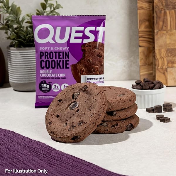 QUEST SOFT & CHEWY PROTEIN COOKIE – 15G PROTEIN – DOUBLE CHOCOLATE CHIP (12 COOKIES)