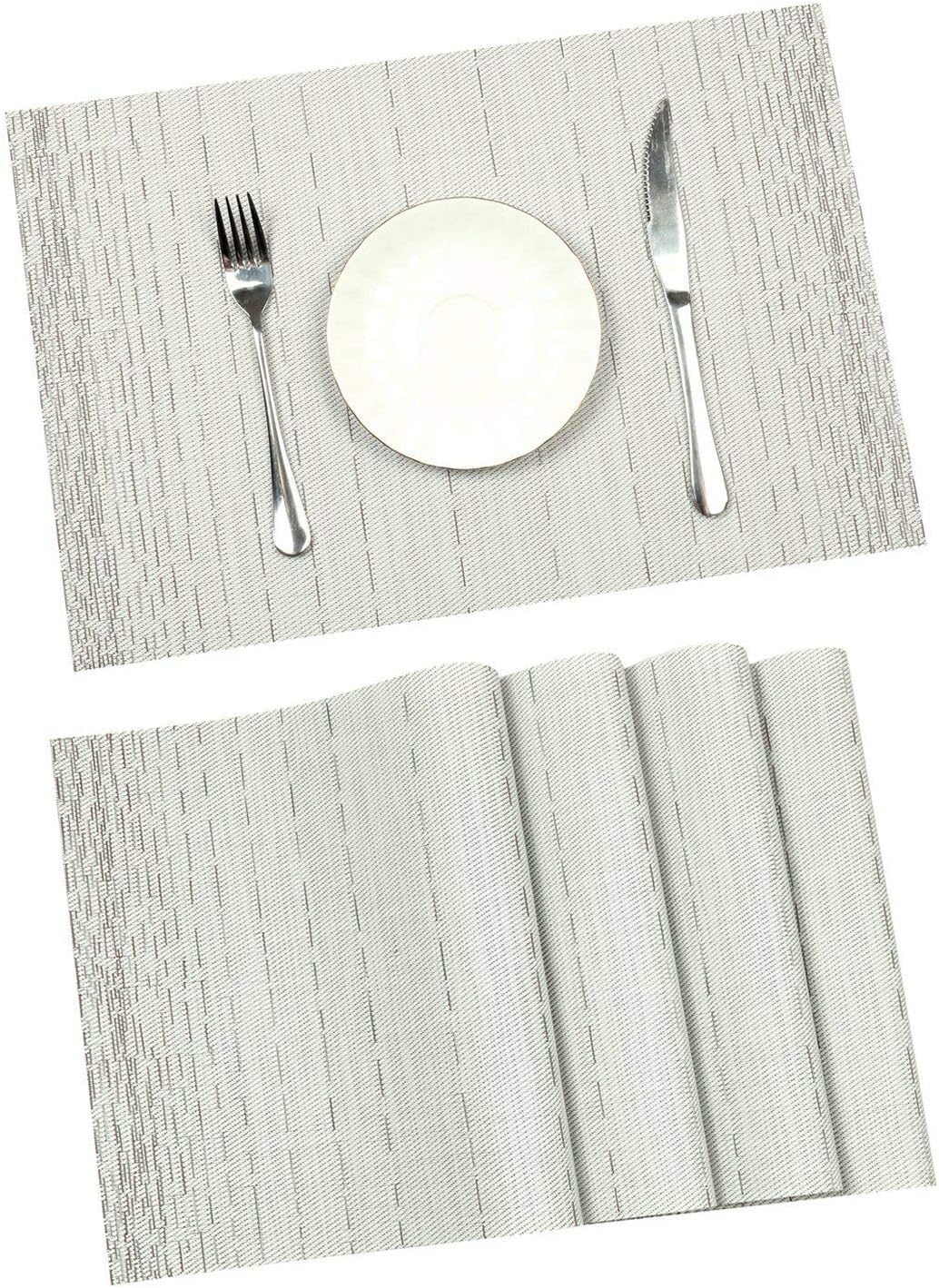 IcyDeals Pauwer Placemats for Dining Table Heat Resistant Stain Resistant Washable PVC