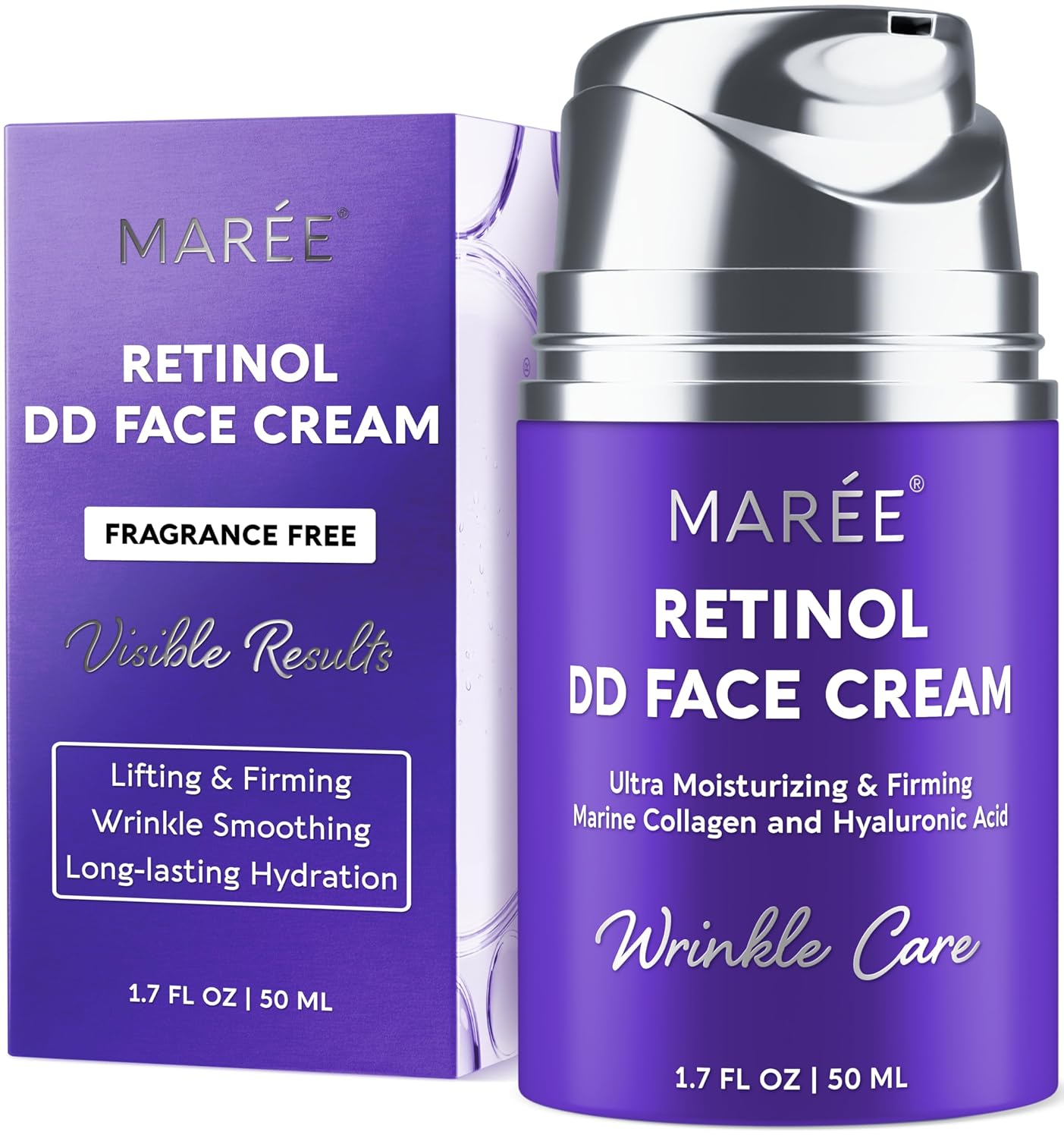MAREE Face Moisturizer – Retinol Face Cream for Women Moisturizing with Collagen & Hyaluronic Acid – Day & Night Anti-Aging F
