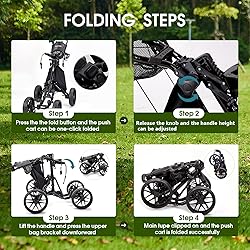FLAGTAG Golf Push Cart 4 Wheels,Folding Golf