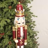 KI Store Large Christmas Nutcracker 4ft King Wooden Nutcracker Figurine Christmas Decorations for Front Door Mantel Fireplace