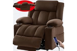 Neioml Triple Motor Large-Wide Power Lift Recliner Chair for Elderly Big and Tall, Lay Flat, Heat and Massage, Infinite Position, Power Headrest, Lift Chair - (Plush Flannel, Triple Motor, Dark Brown)