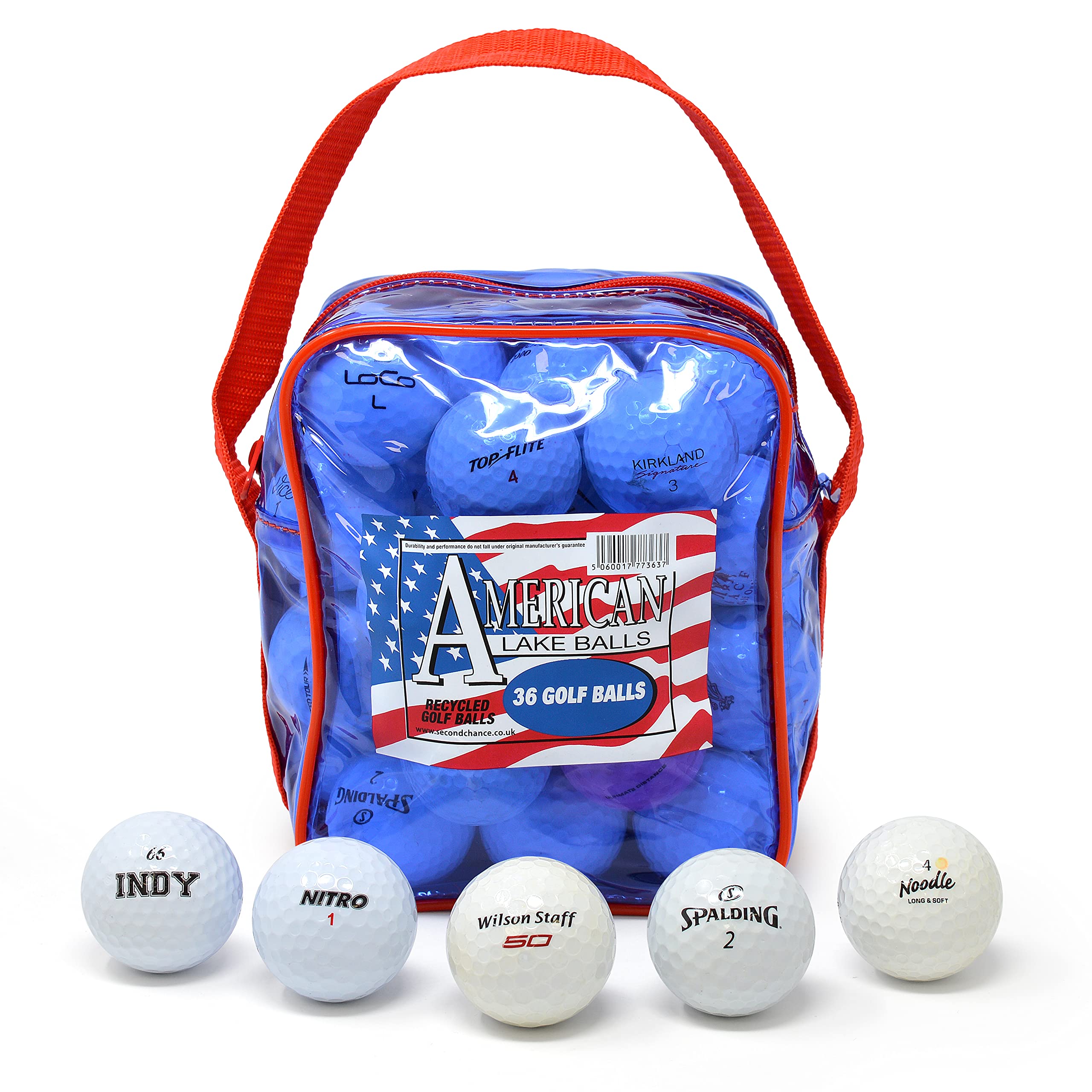 Second Chance 36 Lake Golf Balls with Storage Bag, Blue