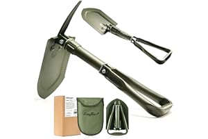 22.8'' Military Folding Camping Shovel, Offroad Survival High Carbon Steel Shovel (Olive) AugTouf by toolant