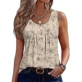 Zeagoo Tank Top for Women 2026 Summer Loose Fit Sleeveless Pleated Flowy Floral Tunic Dressy Blouse
