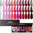 ABAC 24 Color Solid Gel Polish Kit - Rose Gold Glitter & Wine Red Shades w/ Pro Brush | No-Spill,Hema-Free for Date Nights,Holiday Gifts & Home Manicure