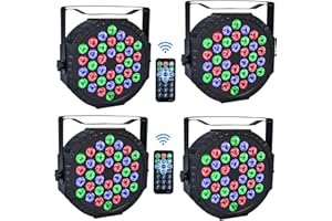 PIOLEACKFLEW Stage Lights 36 LED Par Lights RGB Stage Lighting Uplights 7 Modes DJ Light Sound Activation Control with Remote Control Stage Light for Disco Wedding Party Event Club Bar Christmas (4 Pack)