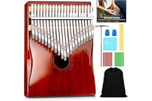 Kalimba Thumb Piano,YUNDIE Portable 21 Keys Mbira Finger Piano with Tune Hammer and Study Instruction,Musical Instruments Gift for Adult Beginners Professional(Brownish Red) (21 Keys)