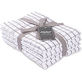 AMOUR INFINI Kitchen Towels Set of 4 - Highly Absorbent, Super Soft Terry Cotton 20x28 Inch Dish Towels with Hanging Loop - Hand & Tea Towels for Cleaning & Drying Dishes (Beige)