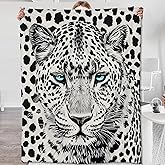 Snow Leopard Blanket for Adults Kids, Flannel Snow Leopard Blankets Gifts, Snow Leopard Throw Blanket for Sofa Couch Bed Living Room Soft Warm Cozy Snow Leopard Decor 60" x 50"