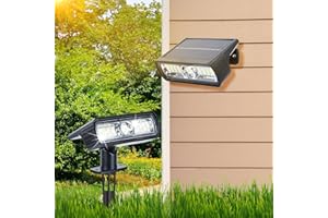 Toodour Solar Spot Lights Outdoor, 2 Pack Solar Christmas Lights Outdoor with 2 Modes, Waterproof Solar Powered Flood Lights Landscape Lighting for Yard Garden Pathway Walkway Xmas Decor - Cool White