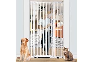 SHYUJAJIE 71 inch Extra Tall Gates for Cats, Adjustable 29.92" and 48.03" Wide Baby Gate, Pressure Mounted Full Door Pet Gate for Doorway, Stairs,House (White, 71 Inch)
