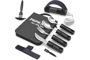 PKPKAUT Adaptive Utensils for Parkinsons Patients Elderly, Weighted Utensils for Hand Tremors, Parkinsons Eating Utensils for Disabled People, Weighted Silverware for Hand Tremors Arthritic Hands