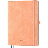 IN-LUXPRO 2026-2027 Weekly and Monthly Planner (Jul.2026&ndash;Dec.2027) | 6.5"x8.5", Vertical Layout, 18 Months Agenda with Month Tabs &amp; Pocket, Academic Calendar with Vegan Leather Cover,Pink