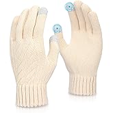Ptwola Women Winter Gloves Warm Knit Touchscreen Gloves Soft Thermal Elastic Mittens for Cold Weather Accessories Running Hiking Driving Sports