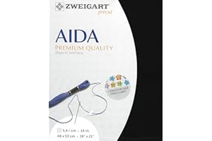 WIZARDI Precut Zweigart Stern-Aida 14 Count Black 3706/720. Needlework Canvas, Cross Stitch Fabric, Embroidery Canvas 100% Cotton