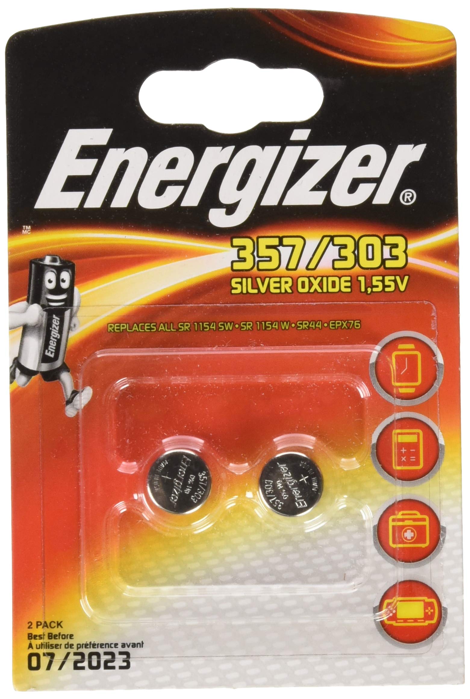 Energizer Silver Oxide Button Cell SR44/Epx76 Pip2 Battery (Twin Pack)