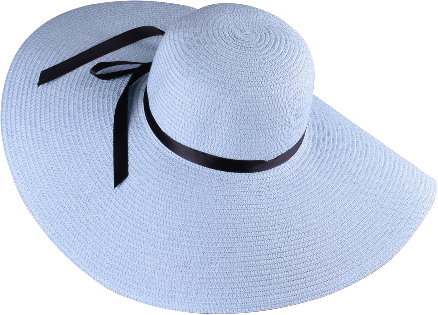 Pastel Blue Wide Brim Sun Hat for Women Cute Straw Sun Hat Big Beach