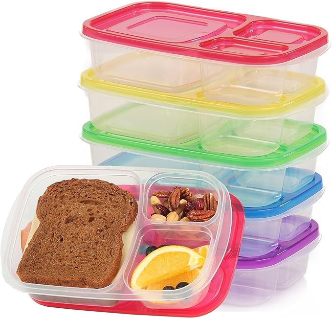 Plastic Food Containers Kids Lunch Box Meal Snack Storage Bento Boxes
